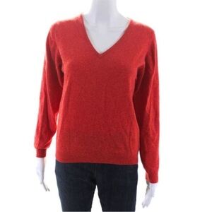 Vintage Barbour Wool Made in Scotland Orange V-Neck Sweater Medium